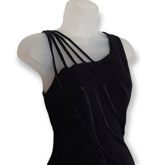 Tadashi Petites Vintage Black Strappy Dress sz Medium - Picture 3 of 7